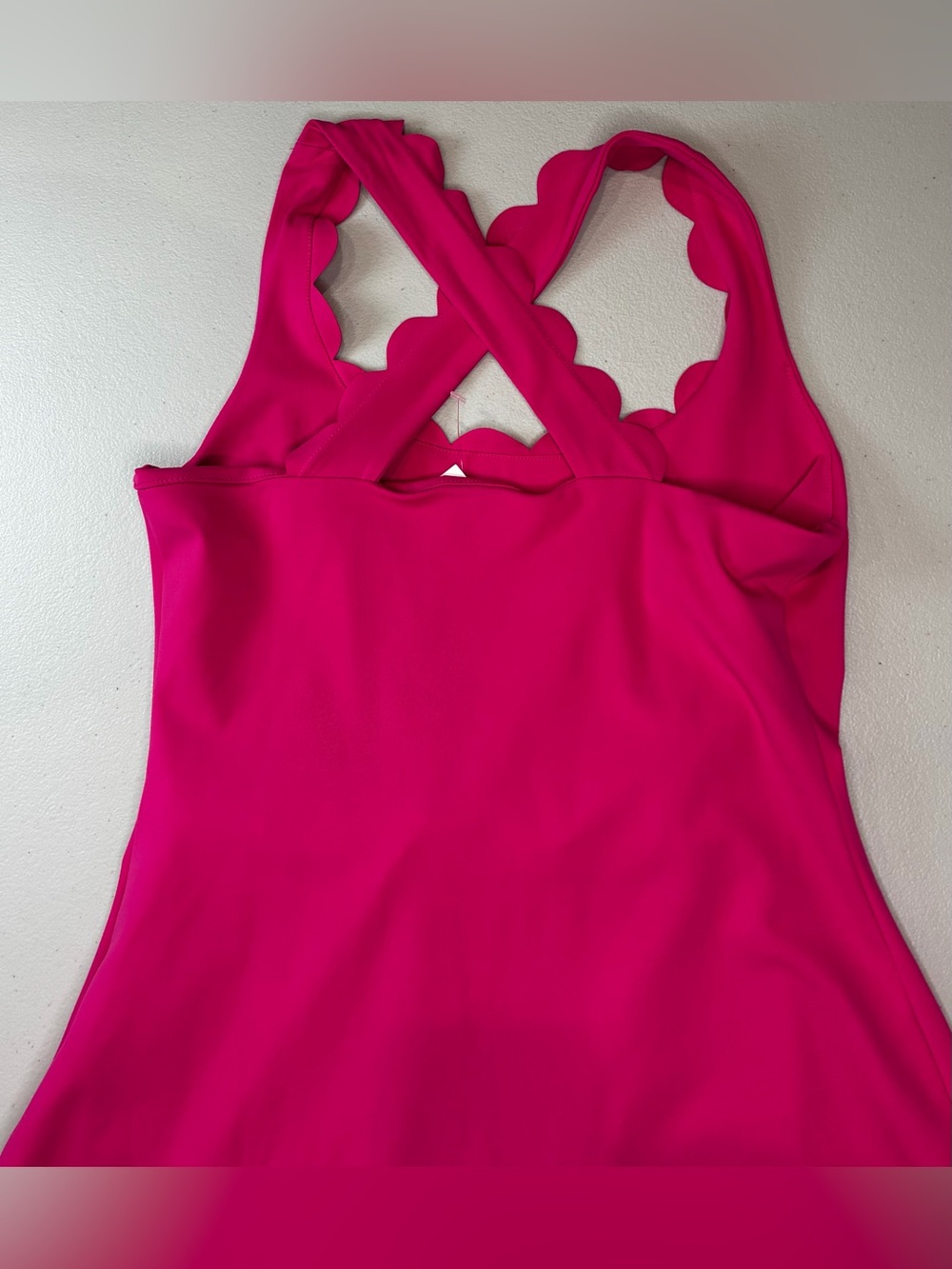 Women’s J. Crew Hot Pink Scalloped Sleeveless Dress - size XS - Picture 7 of 14